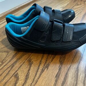 Shimano Black Cycling Shoes with Blue Trim